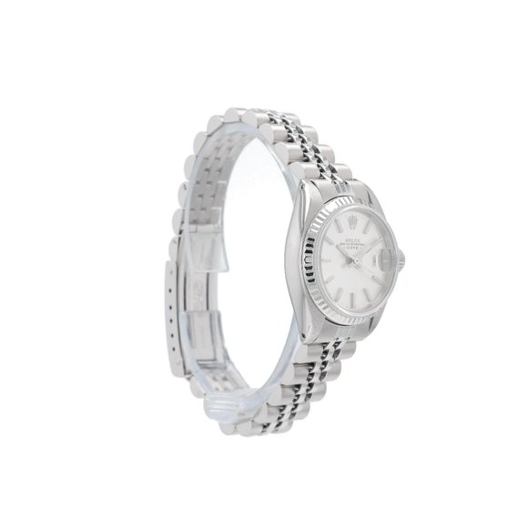 Rolex Ladies Date 26mm Steel Silver Index Dial Fluted Bezel Jubilee Band 6917 main image 6